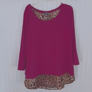 Kate & Mallory Fuschia layered look top 3X